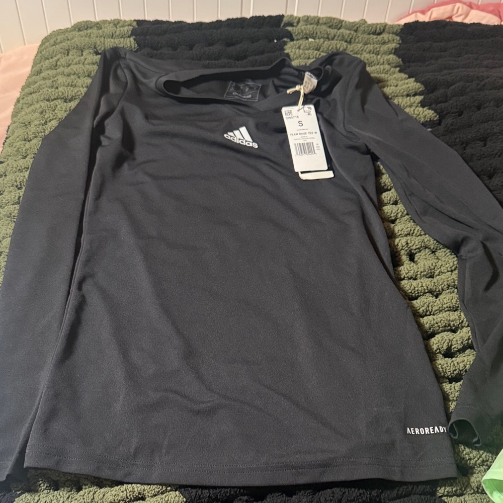 NWT Adidas Aeroready Jersey Black Long Team Tee Women’s SZ SM pit2pit 17”